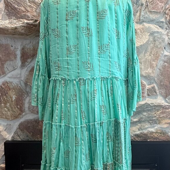 Boho Tiered Print Rayon Tunic Dress- One Size - Picture 2 of 3